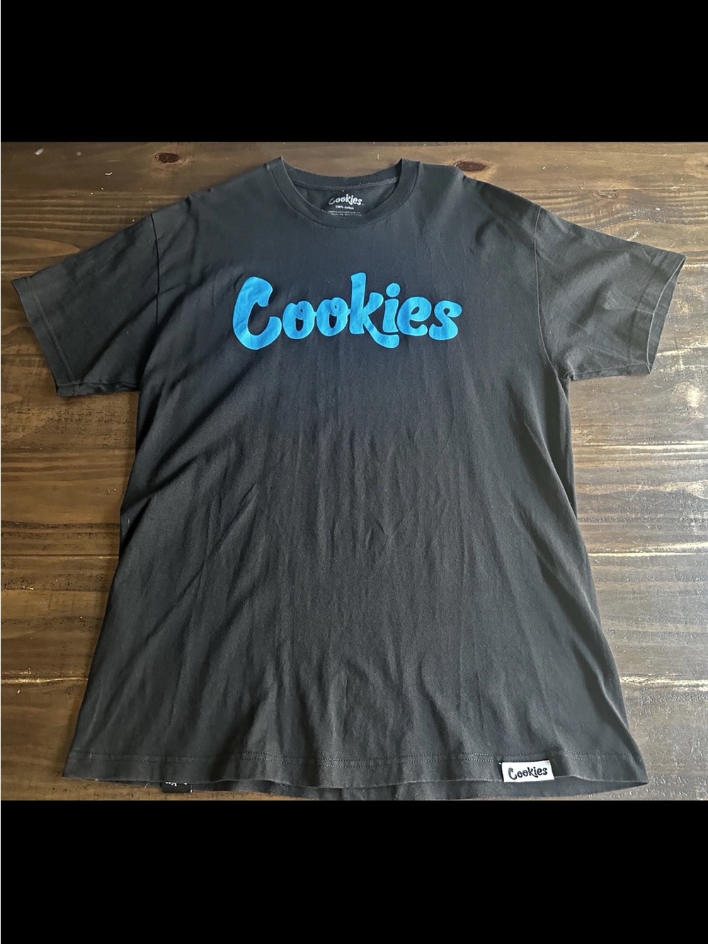 Cookies Men’s Black T-Shirt with Blue Logo